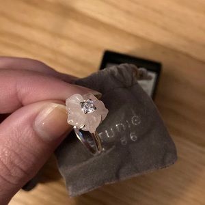 Studio 1886 sterling silver rose quartz flower ring size 7 New in box